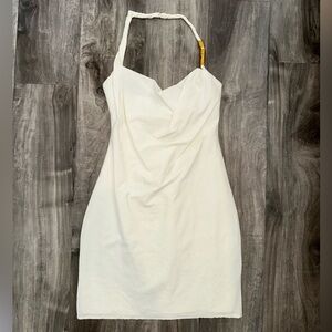 WHITE HALTER DRESS WITH BACK ZIPPER SIZE SMALL. PERFECT CONDITION